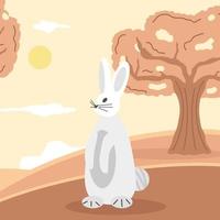 rabbit in the autumnal scene vector