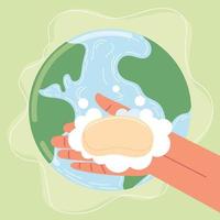 washing hand with soap vector