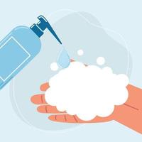 disinfectant pouring on hand vector