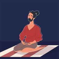 man doing meditation vector