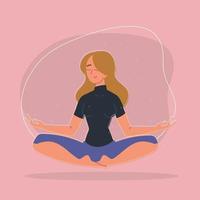 woman practicing meditation vector