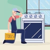 technical man with stove vector