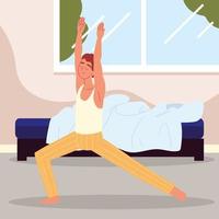 man wake up and stretching vector