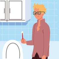 man brushing teeth vector