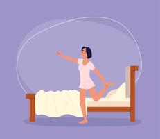 woman wake up vector