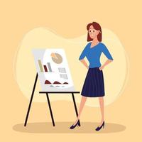 business woman and board office vector