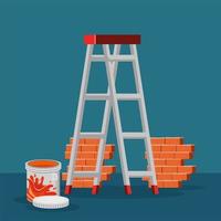 renovation color paint and bricks vector