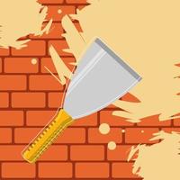 renovating wall with spatula vector