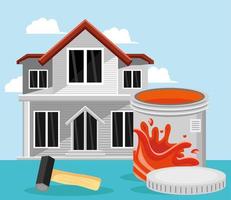 house paint color and hammer vector