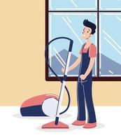 man fixing vacuum vector