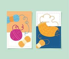 knitting wools cards vector