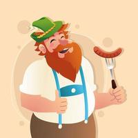 bavarian man with sausage vector