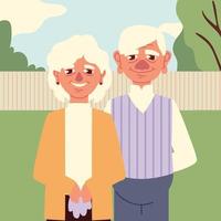 grandparents in backyard vector