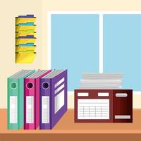 office paperwork with folders vector