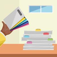 employee holding folder vector