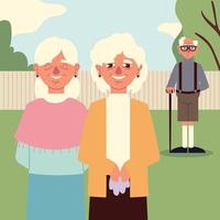 abuelas y abuelo vector