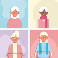 conjunto de dibujos animados de abuelas vector