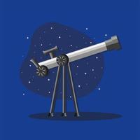 telescopio con cielo nocturno vector