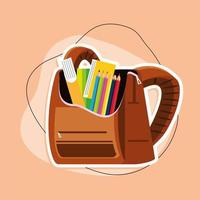 school bag with pencils vector