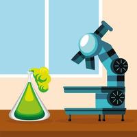 microscope and chemical bottle vector