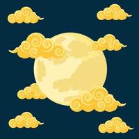 chinese moon and clouds vector