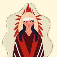 old native with feather headdress vector