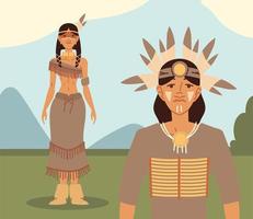 pareja nativa indígena vector
