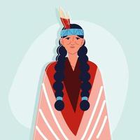 portrait indigenous elderly woman vector