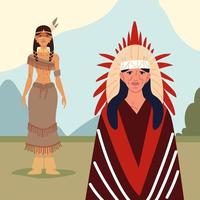 indigenous female portrait vector