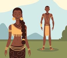 aboriginal couple in the outside vector