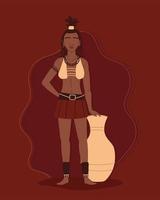 girl aboriginal with jug clay vector