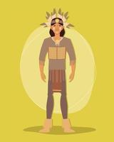 guerrero tribal en traje tradicional vector