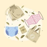 ecological and reusable accessories vector