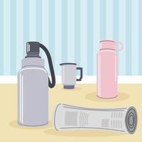 thermos botlle with newspaper vector
