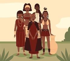 aboriginal women in national clothes vector