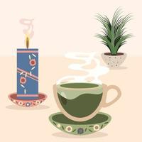 set icons tea cup and candle vector