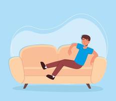 relaxing guy sitting on sofa vector