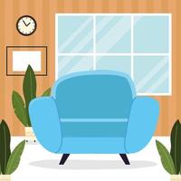 blue armchair and plants vector