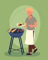 guy preparing bbq vector