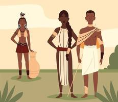 african people in national clothes vector