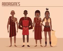 african people in tribal dresses vector