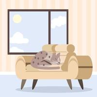 gato durmiendo en muebles de sofá vector