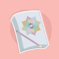 colored mandala and pencil vector
