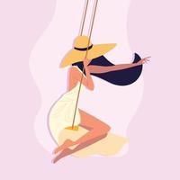 woman sitting in a swing vector