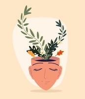 rostro humano con flores vector