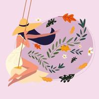 woman sitting on a swing vector