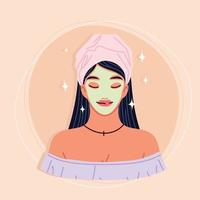 woman skincare mask vector