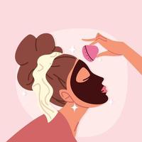 girl with mask skincare vector