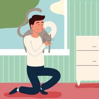 man with a cat vector