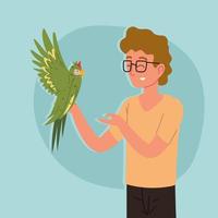 man with a parrot vector